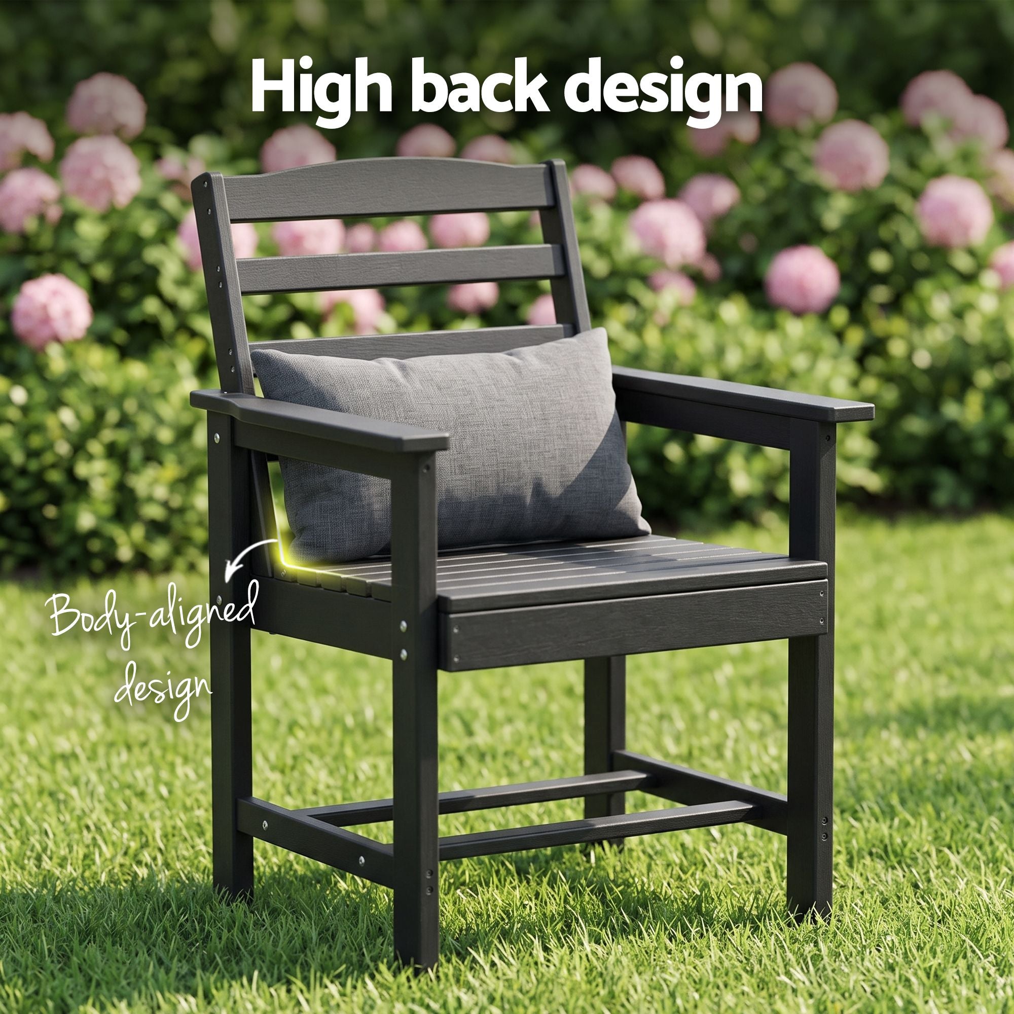 6-Seat HDPE Outdoor Dining Set - Black