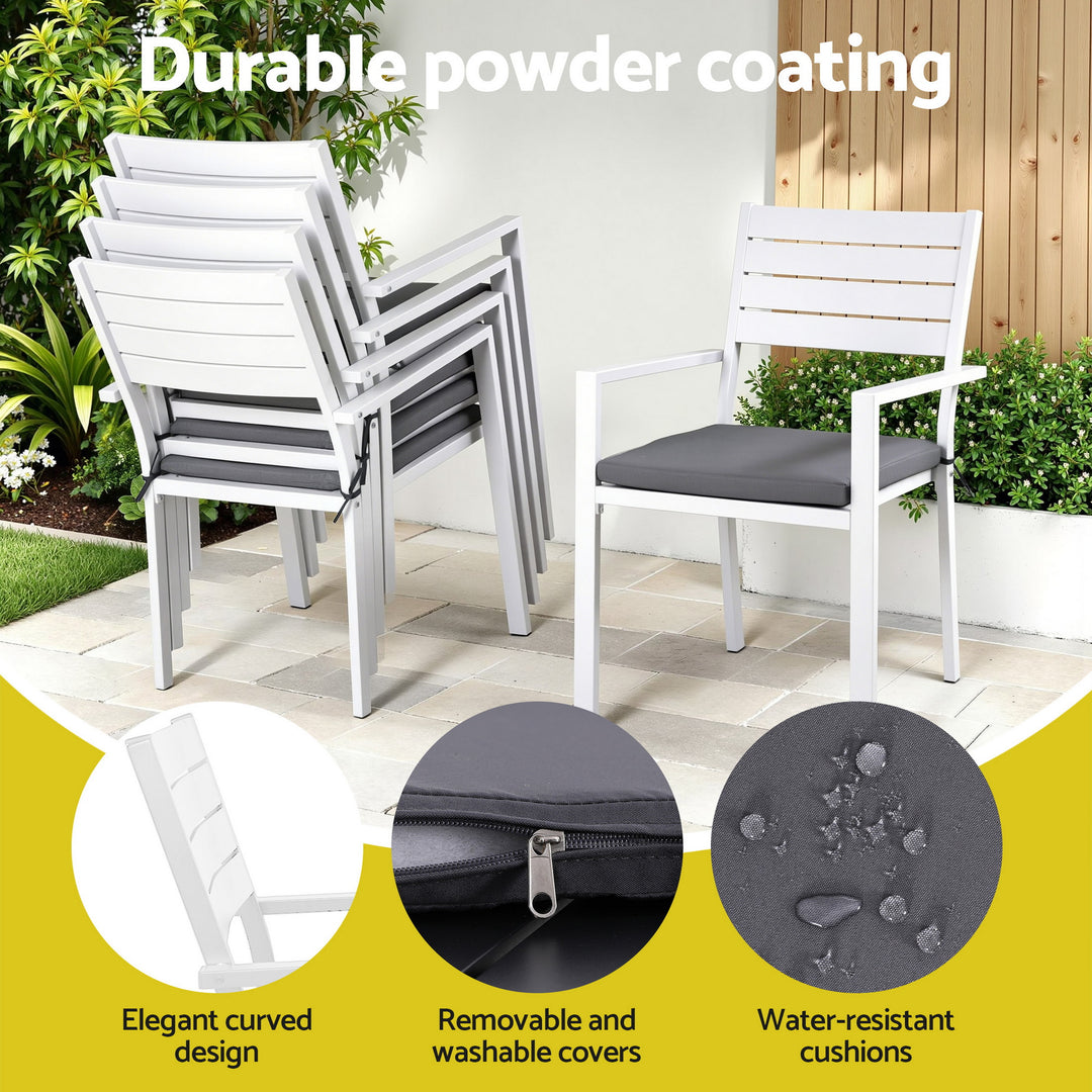 Gardeon Outdoor Dining Set 9PCS Aluminum Extendable Table Chairs Patio Furniture - Homecoze