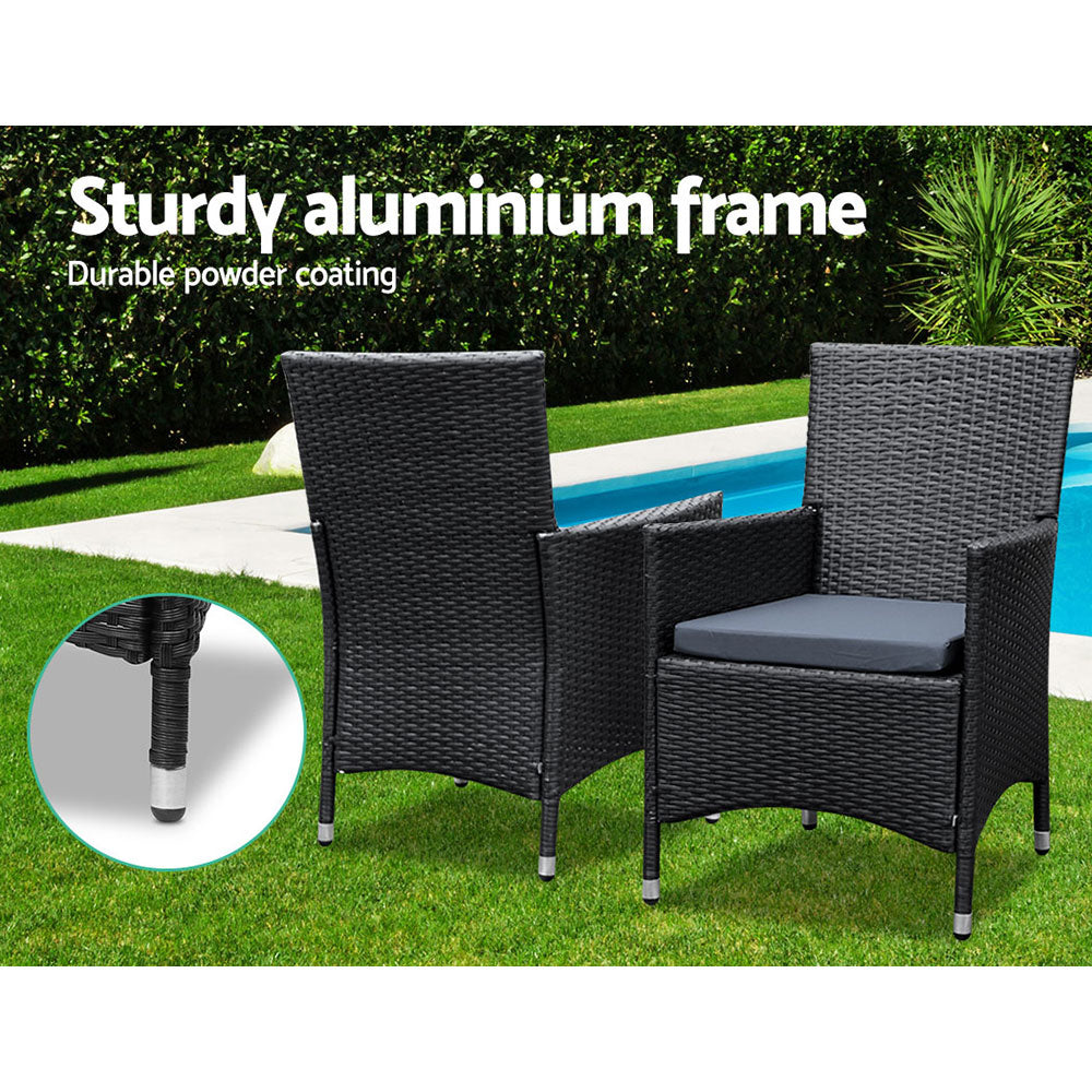 8-Seat Rattan Outdoor Dining Set - Black - Homecoze
