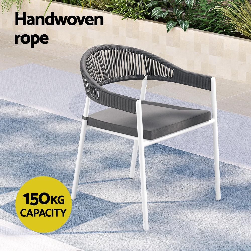 8-Seater Outdoor Dining Furniture Bistro Table and Chair Set - White - Homecoze