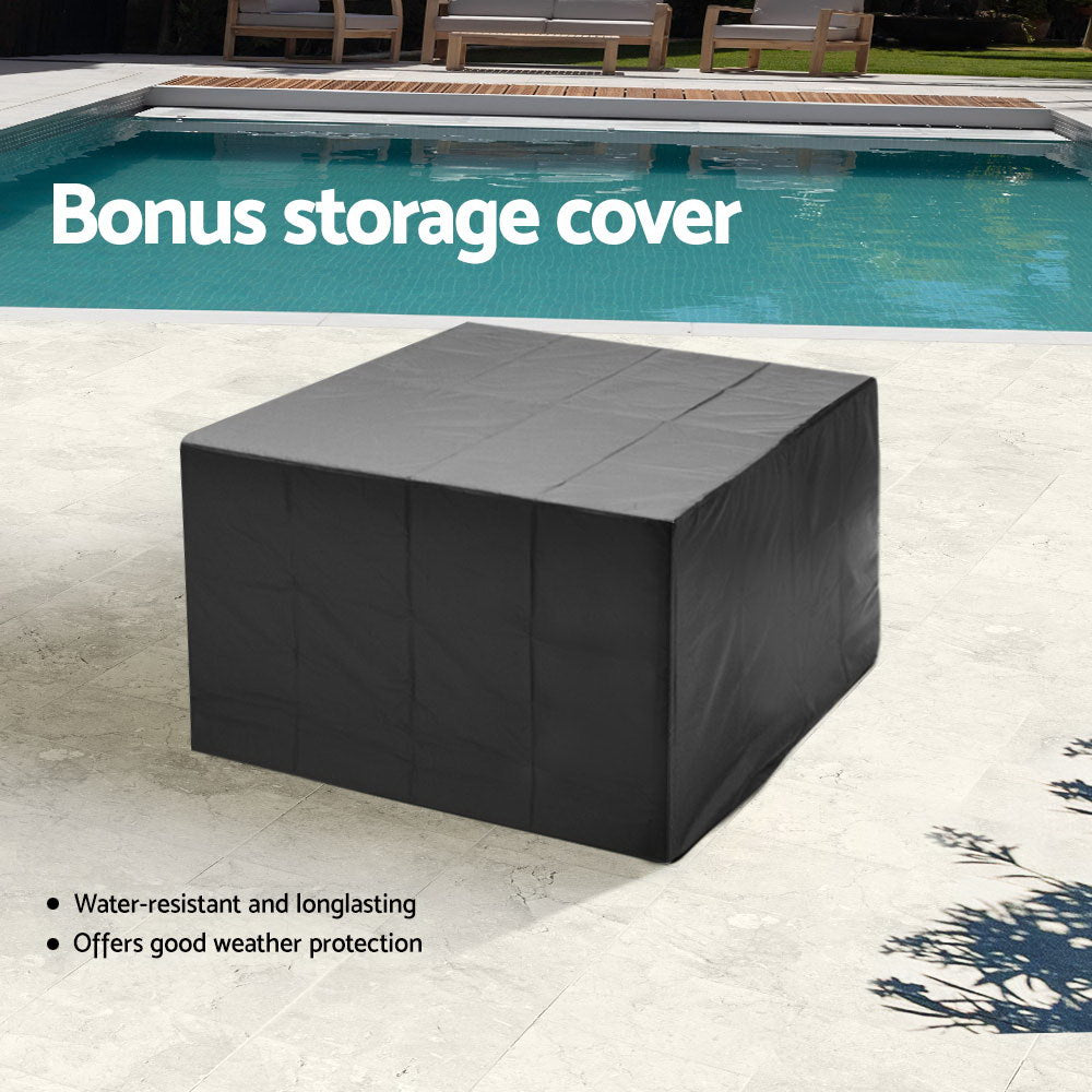9 Piece Wicker Outdoor Dining Set - Mixed Grey - Homecoze