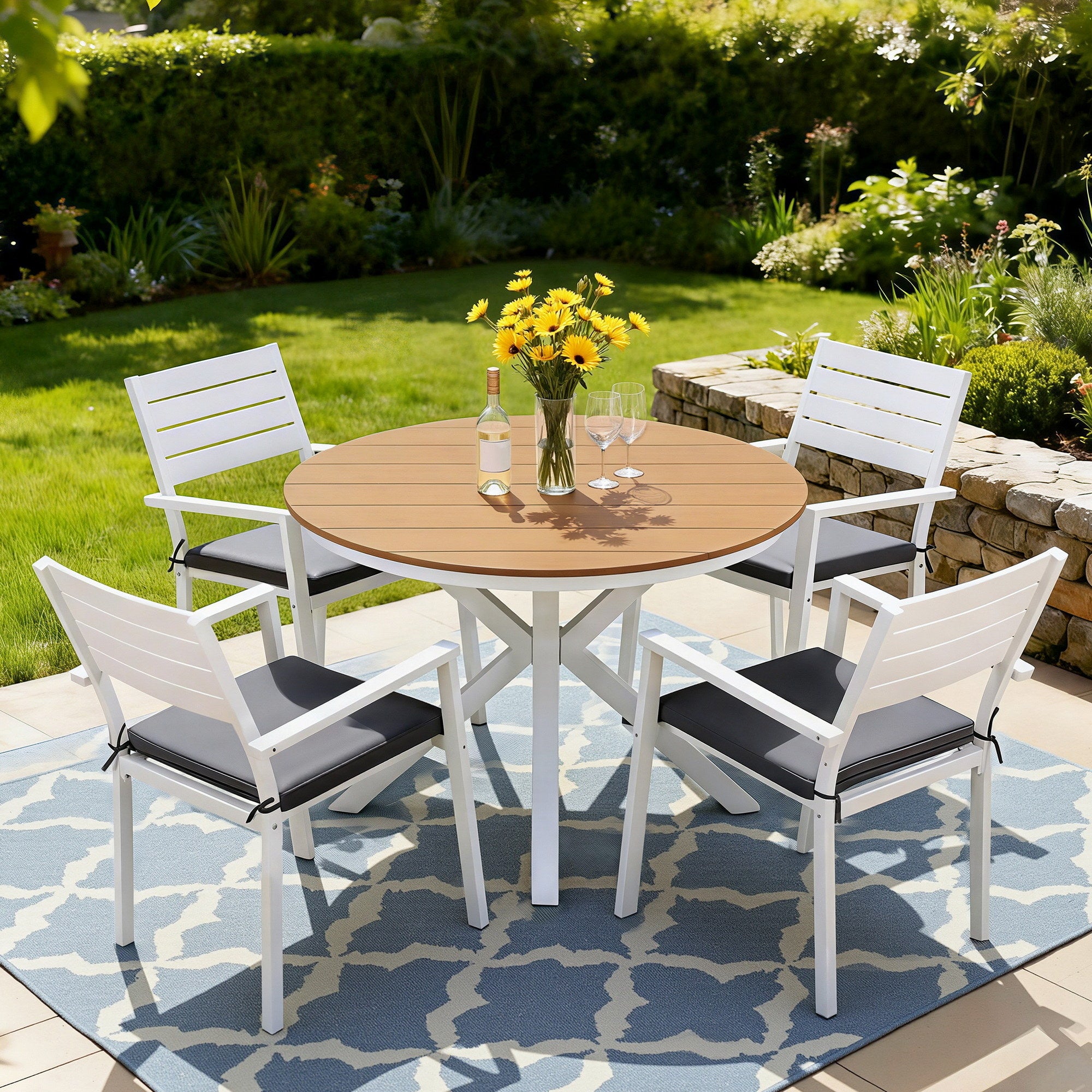 Gardeon Outdoor Dining Set 5 Piece Aluminum WPC Tabletop Patio Furniture - Homecoze