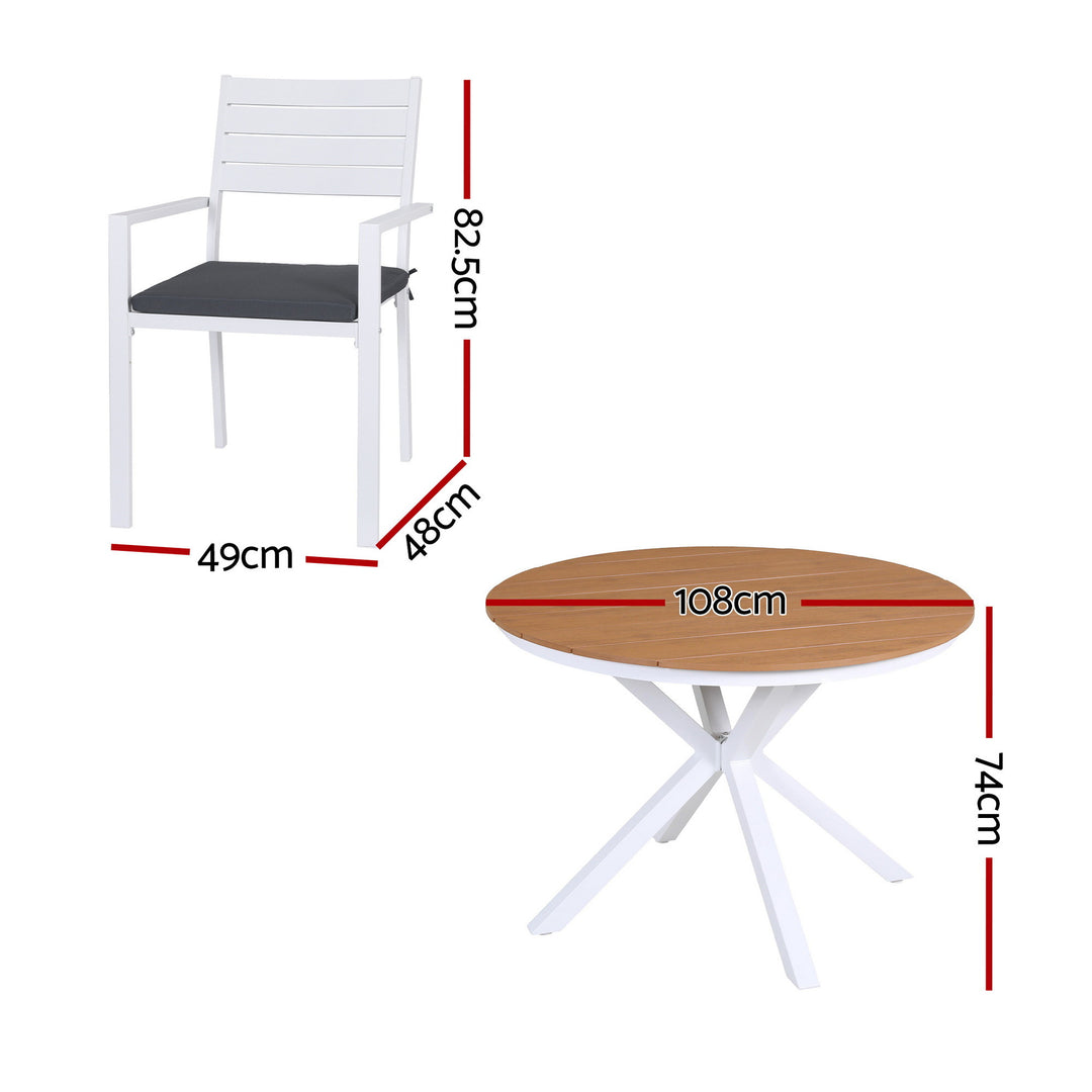 Gardeon Outdoor Dining Set 5 Piece Aluminum WPC Tabletop Patio Furniture - Homecoze