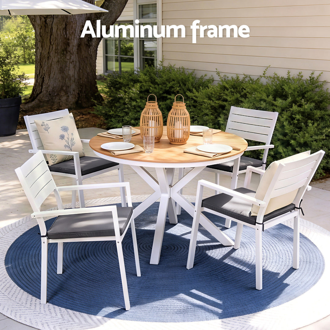 Gardeon Outdoor Dining Set 5 Piece Aluminum WPC Tabletop Patio Furniture - Homecoze