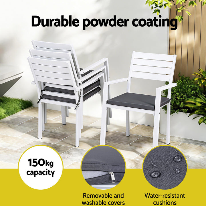 Gardeon Outdoor Dining Set 5 Piece Aluminum WPC Tabletop Patio Furniture - Homecoze