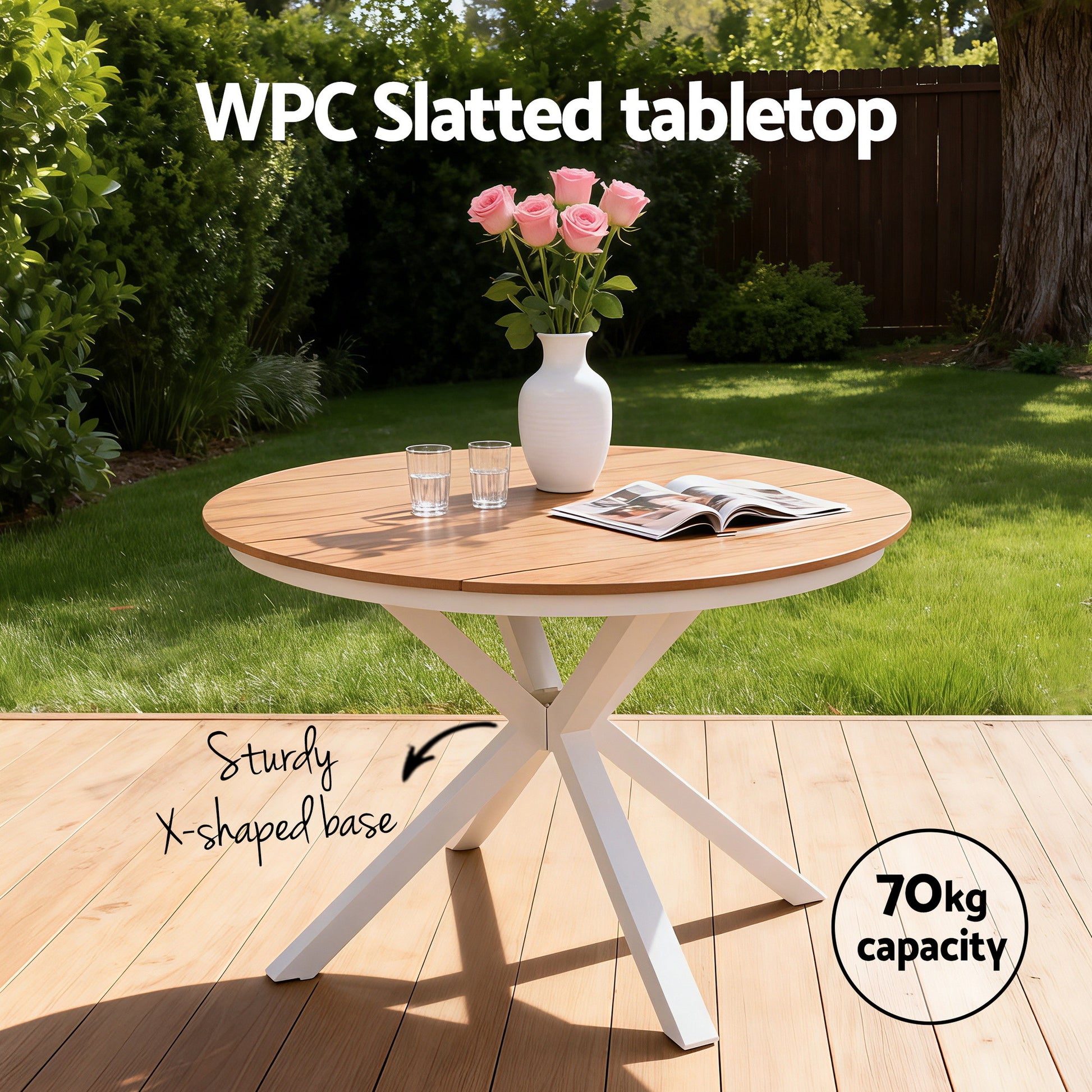 Gardeon Outdoor Dining Set 5 Piece Aluminum WPC Tabletop Patio Furniture - Homecoze