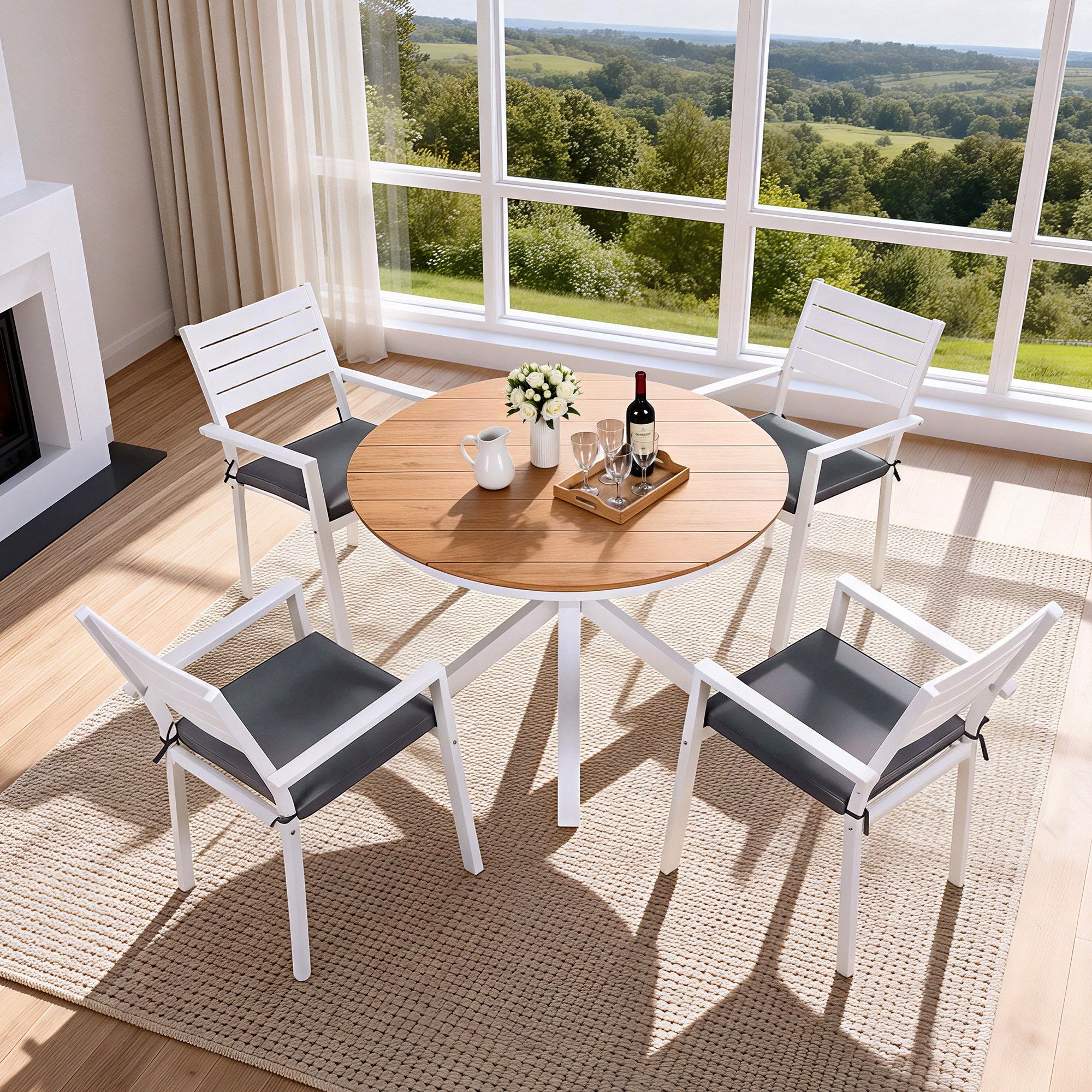 Gardeon Outdoor Dining Set 5 Piece Aluminum WPC Tabletop Patio Furniture - Homecoze