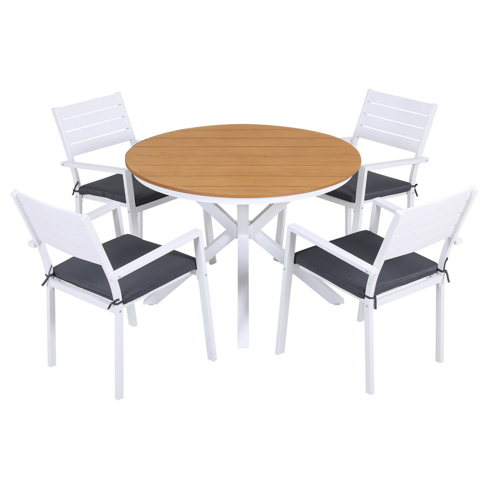 Gardeon Outdoor Dining Set 5 Piece Aluminum WPC Tabletop Patio Furniture - Homecoze
