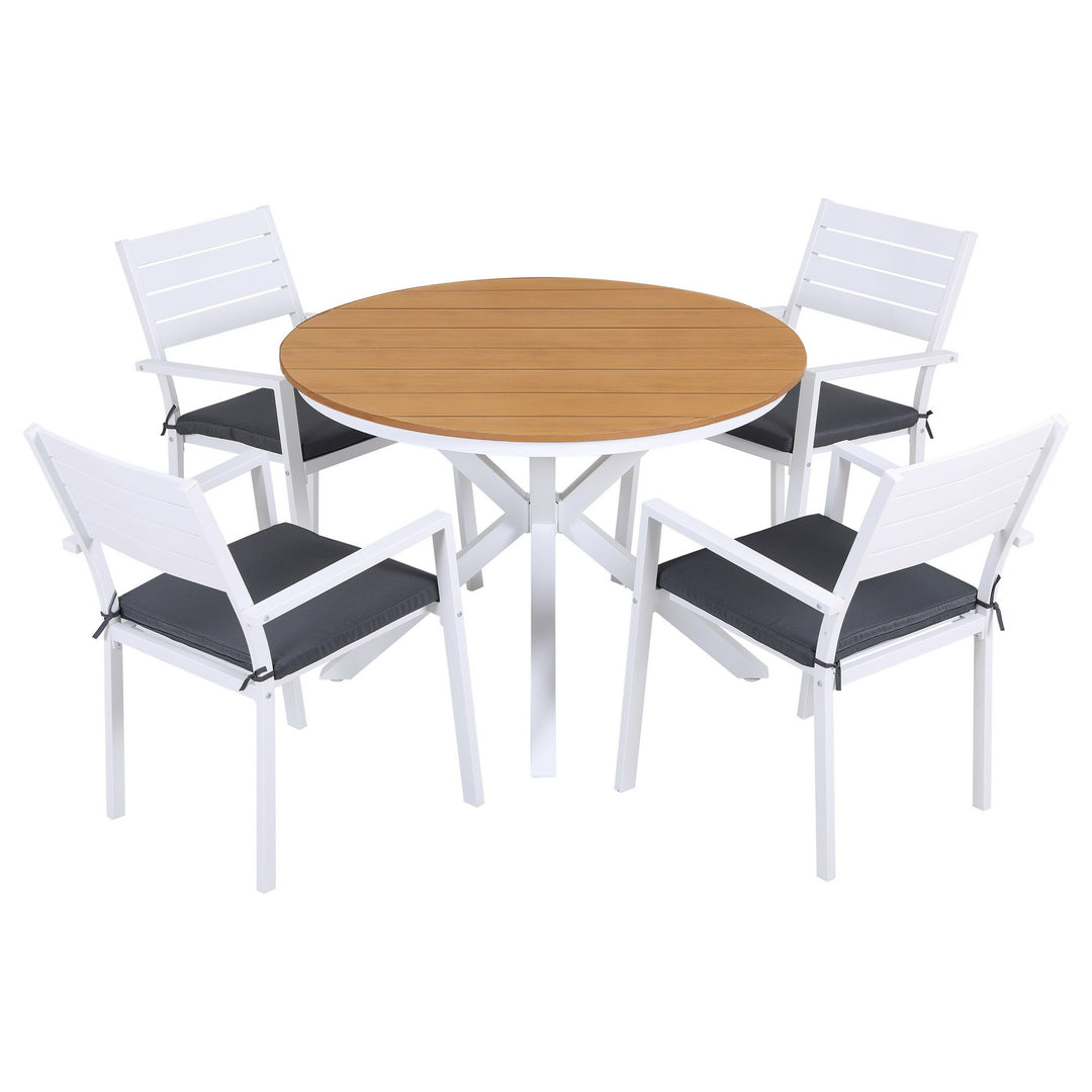 Gardeon Outdoor Dining Set 5 Piece Aluminum WPC Tabletop Patio Furniture - Homecoze