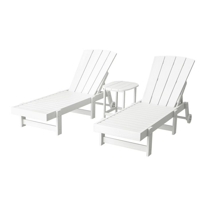 Gardeon Sun Lounge Lounger Table and Chairs Beach Chair Adirondack HDPE Patio Outdoor Furniture Wheels White - Homecoze