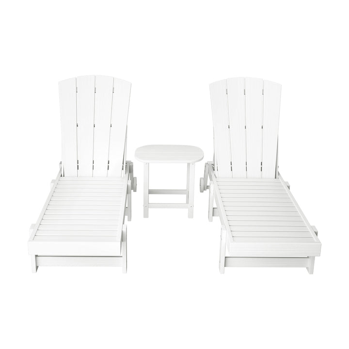 Gardeon Sun Lounge Lounger Table and Chairs Beach Chair Adirondack HDPE Patio Outdoor Furniture Wheels White - Homecoze