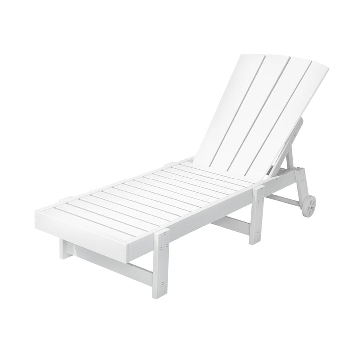 Gardeon Sun Lounge Beach Chair HDPE Adirondack Lounger Patio Outdoor Furniture with Wheels White - Homecoze