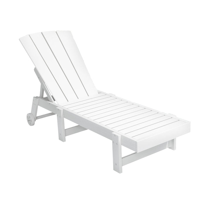 Gardeon Sun Lounge Beach Chair HDPE Adirondack Lounger Patio Outdoor Furniture with Wheels White - Homecoze