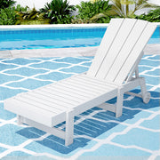 Gardeon Sun Lounge Beach Chair HDPE Adirondack Lounger Patio Outdoor Furniture with Wheels White - Homecoze