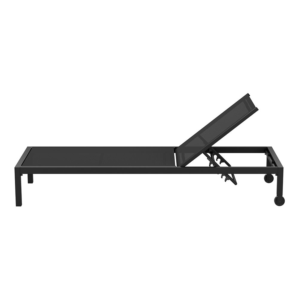Outdoor Aluminium Sun Lounger with Wheels - Black - Homecoze