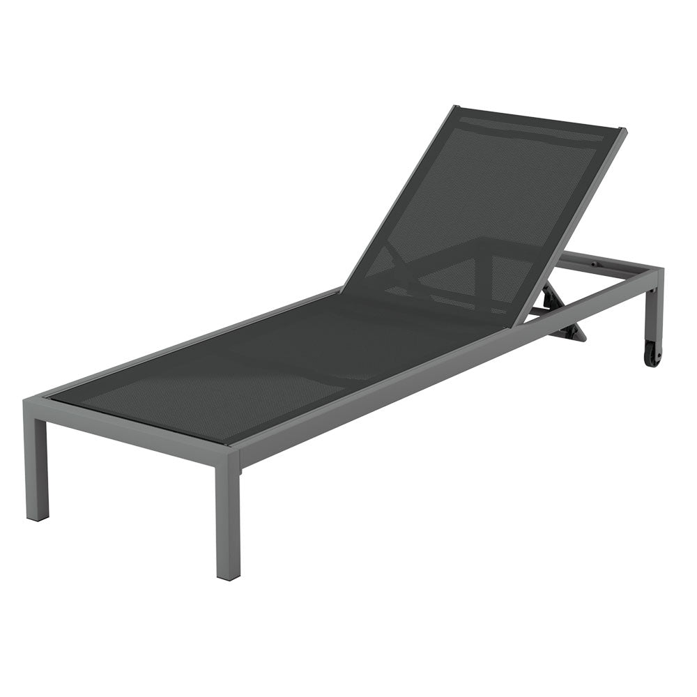 Outdoor Sun Lounger with Wheels - Grey - Homecoze