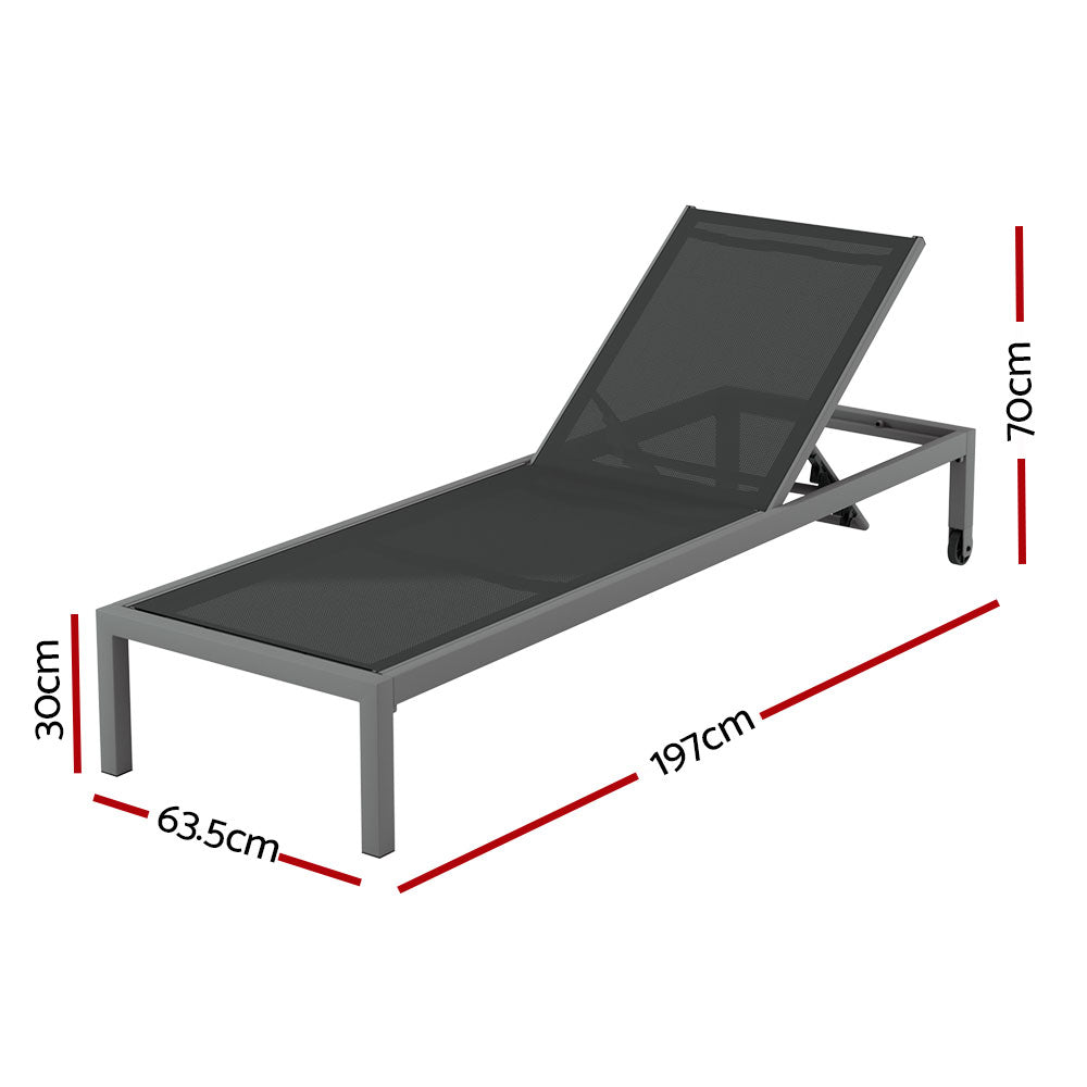 Outdoor Sun Lounger with Wheels - Grey