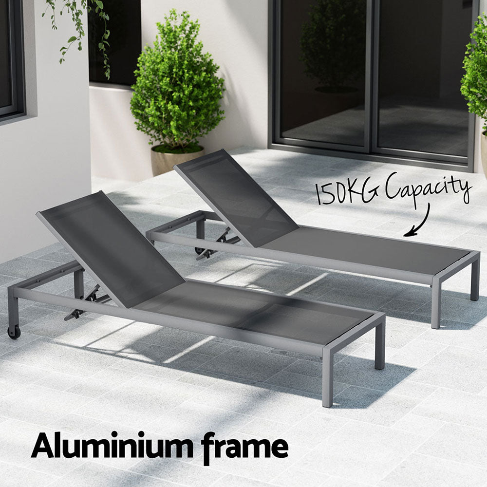 Outdoor Sun Lounger with Wheels - Grey - Homecoze
