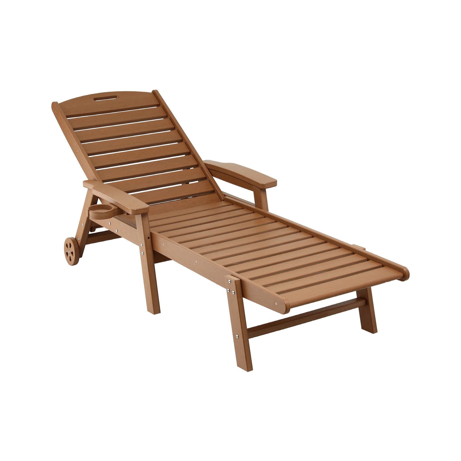 Gardeon Sun Lounge Lounger Beach Chair HDPE Patio Outdoor Furniture with Wheels Brown - Homecoze