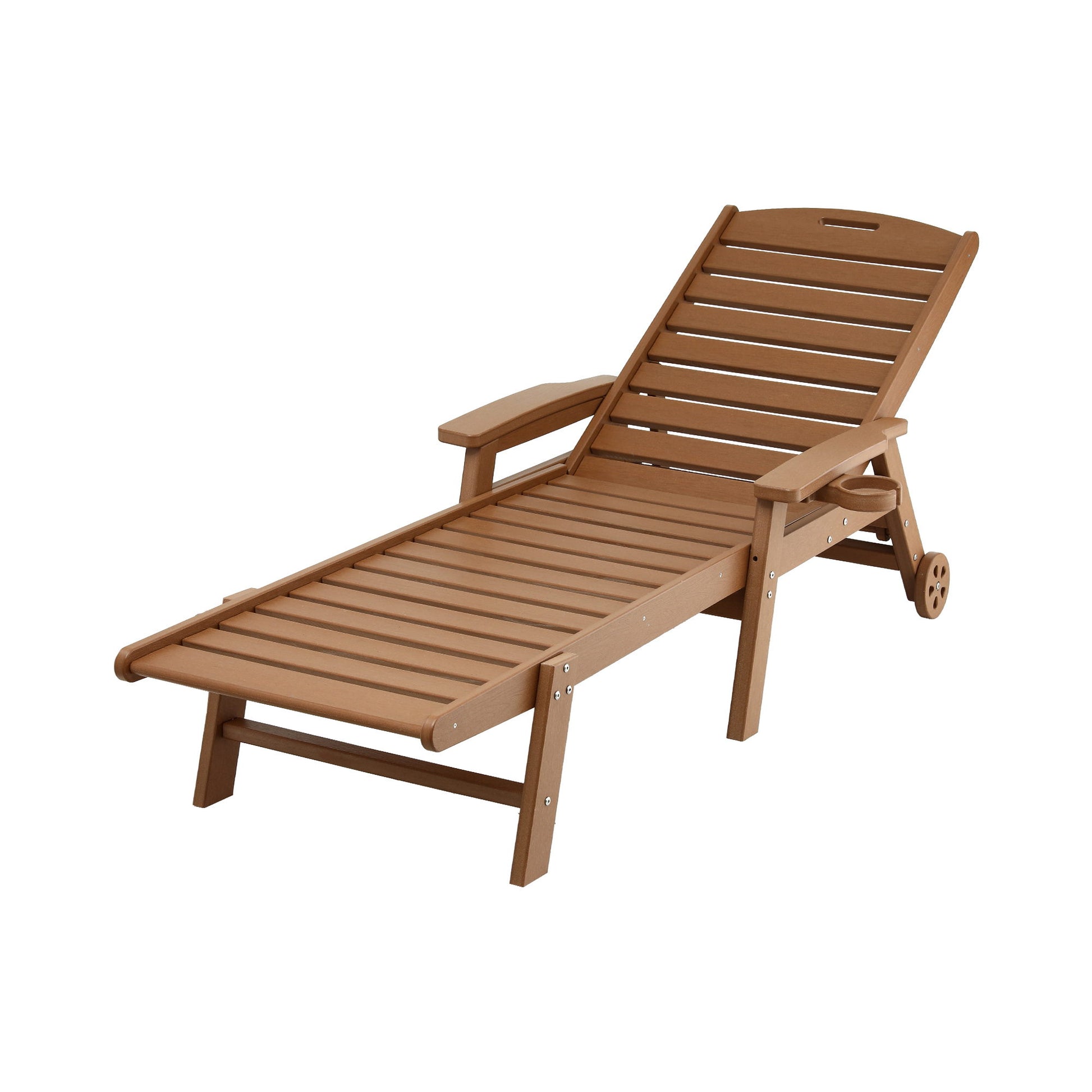 Gardeon Sun Lounge Lounger Beach Chair HDPE Patio Outdoor Furniture with Wheels Brown - Homecoze