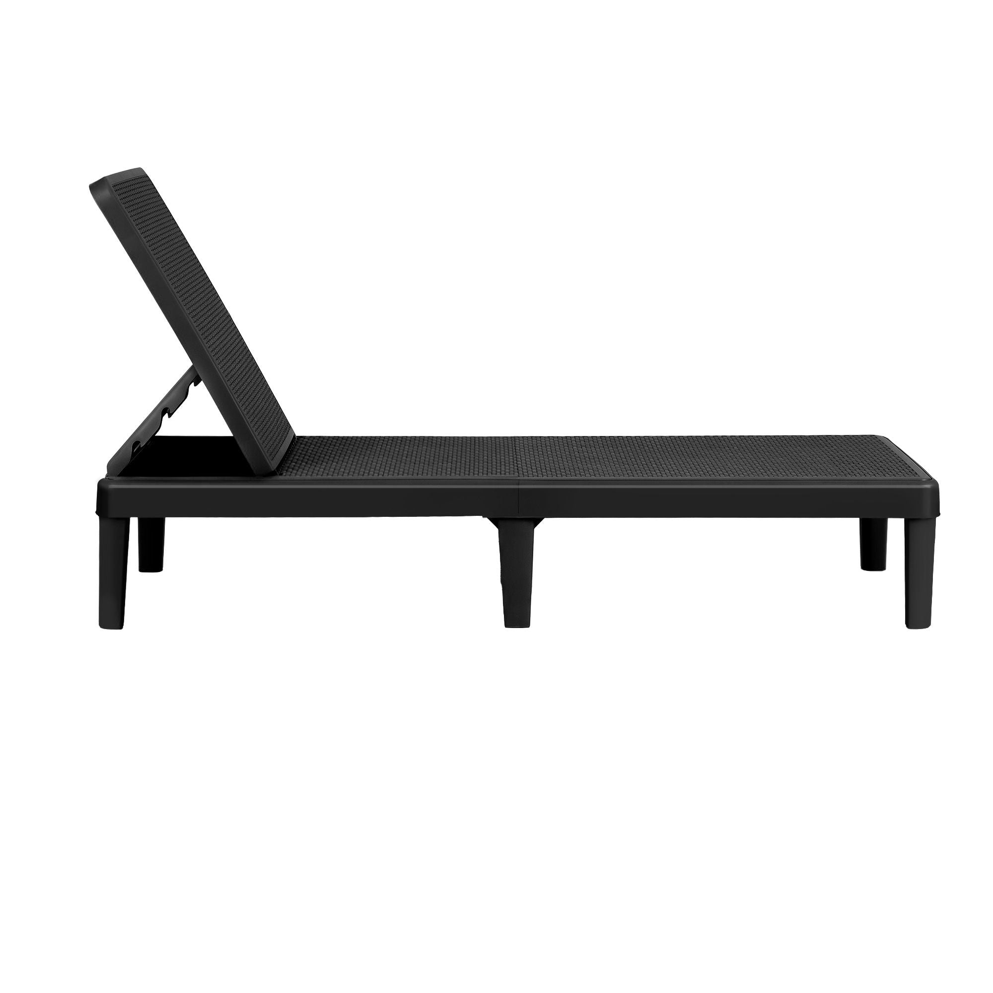 5-Position Plastic Rattan Outdoor Sun Lounge – Black