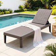 5-Position Plastic Rattan Outdoor Sun Lounge – Brown