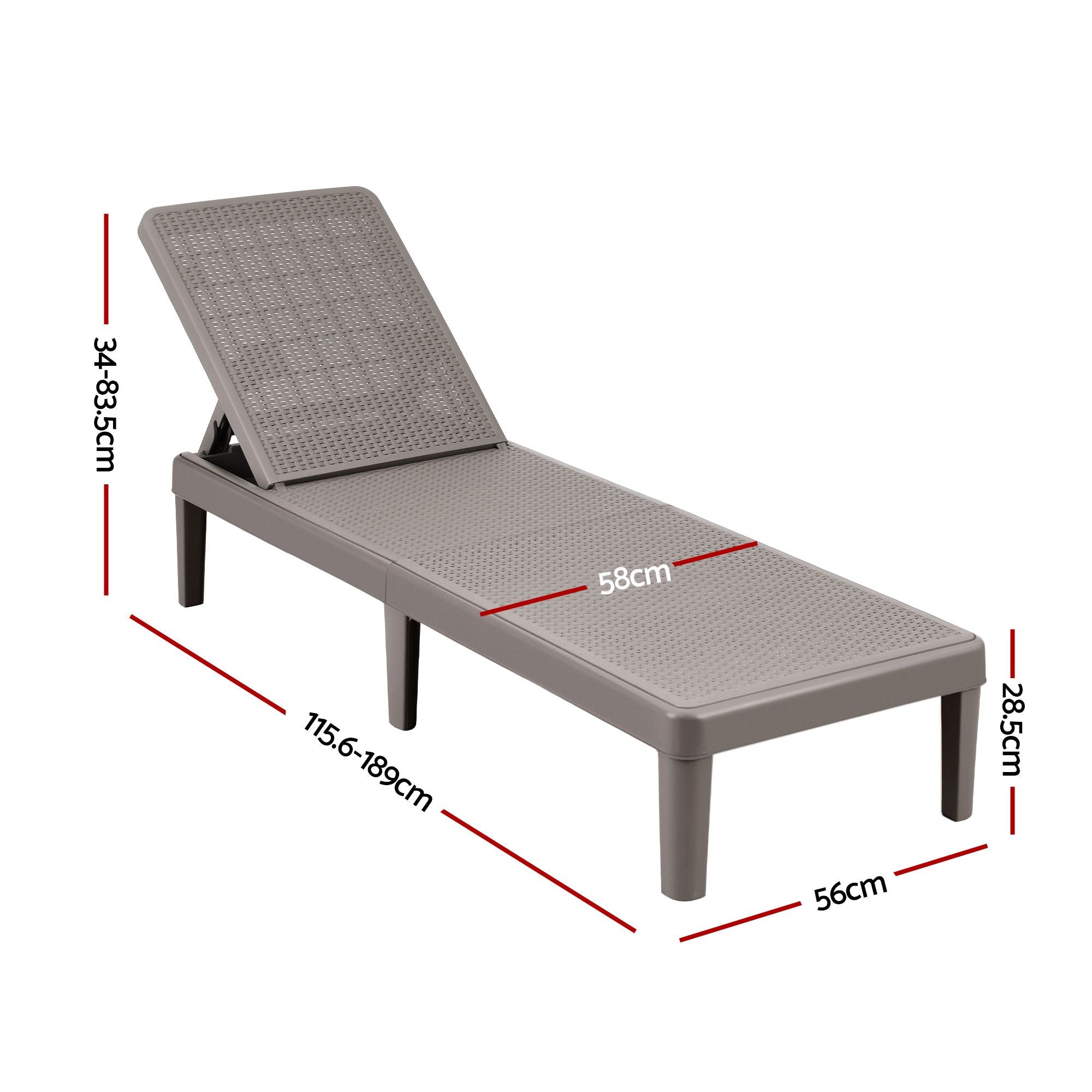 5-Position Plastic Rattan Outdoor Sun Lounge – Brown