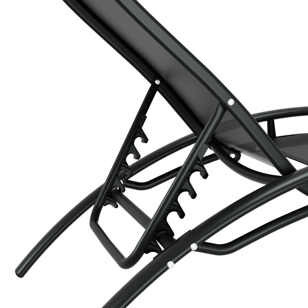 3PC Sun Lounge & Side Table Set - Black - Homecoze