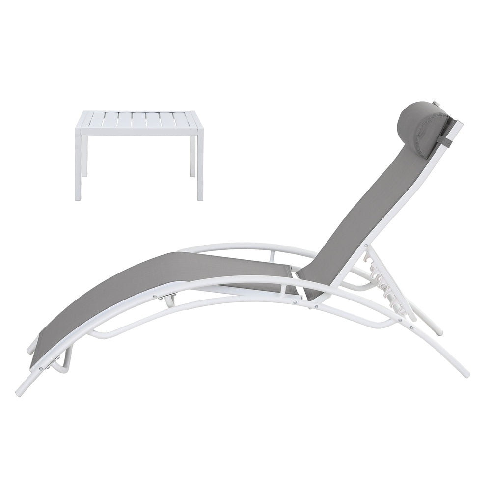 Gardeon 3PC Sun Lounge Outdoor Lounger Table Chairs Steel Patio Furniture Garden - Homecoze