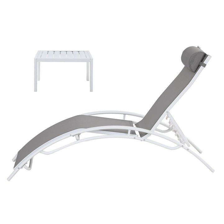 Gardeon 3PC Sun Lounge Outdoor Lounger Table Chairs Steel Patio Furniture Garden - Homecoze