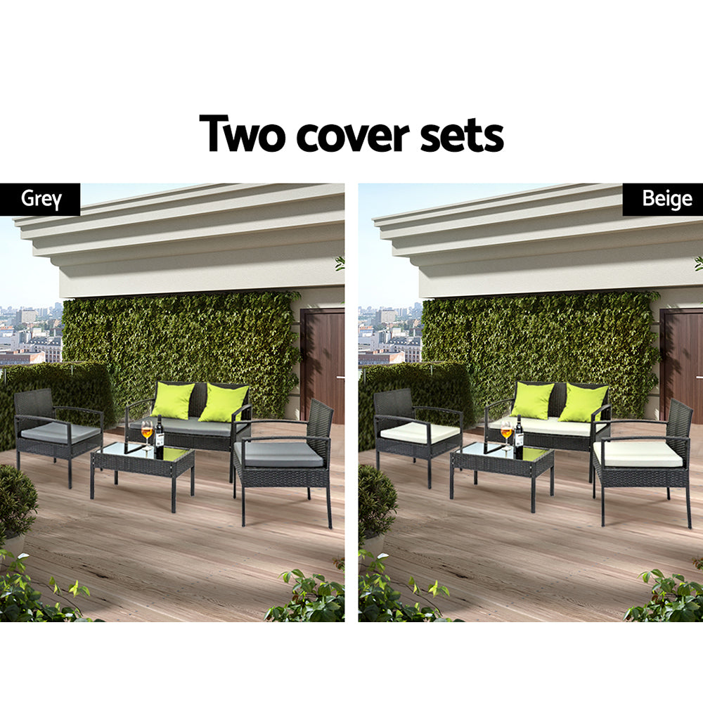 4PC Wicker Outdoor Bistro Set - Black - Homecoze