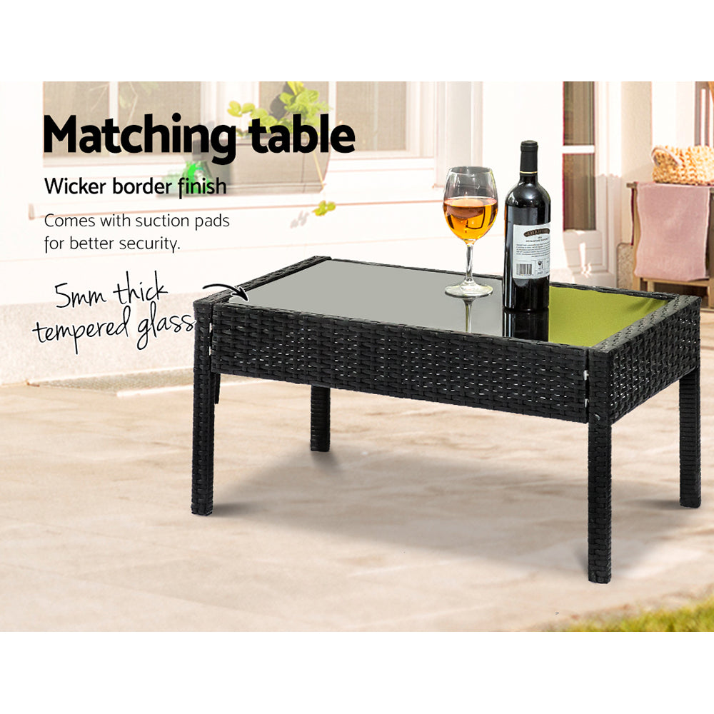 4PC Wicker Outdoor Bistro Set - Black - Homecoze