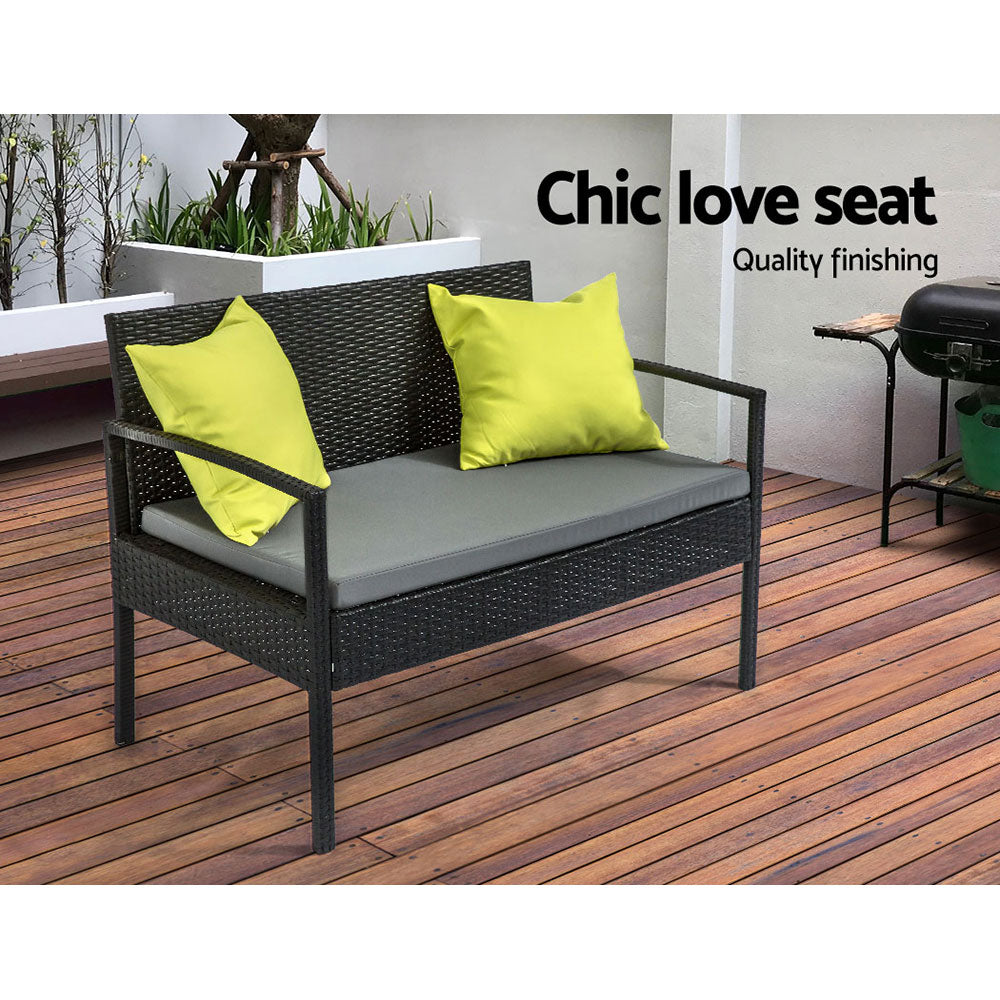 4PC Wicker Outdoor Bistro Set - Black - Homecoze