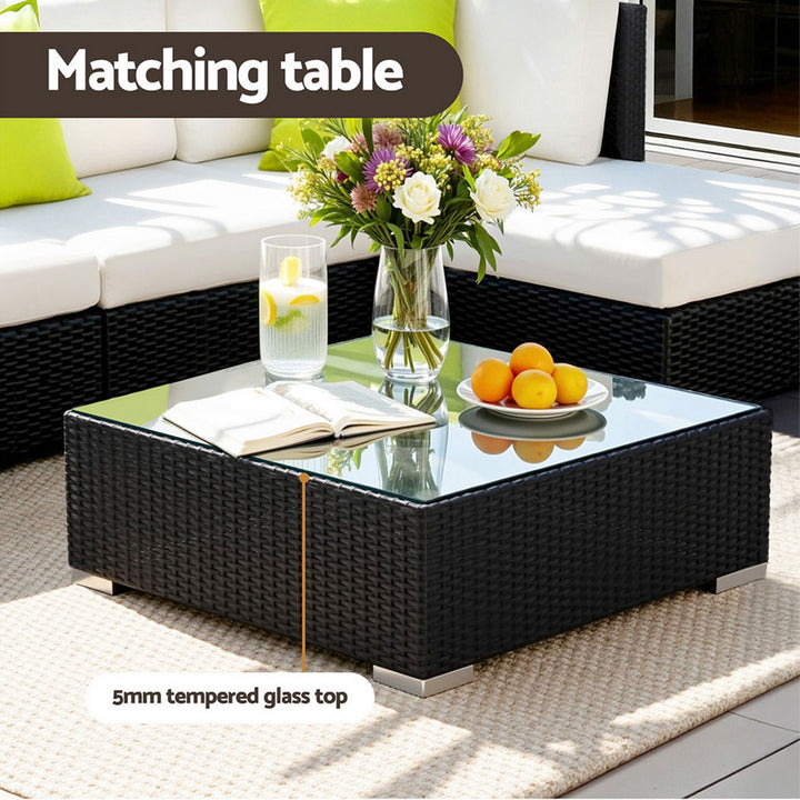 10PC Rattan Outdoor Sofa Set - Black