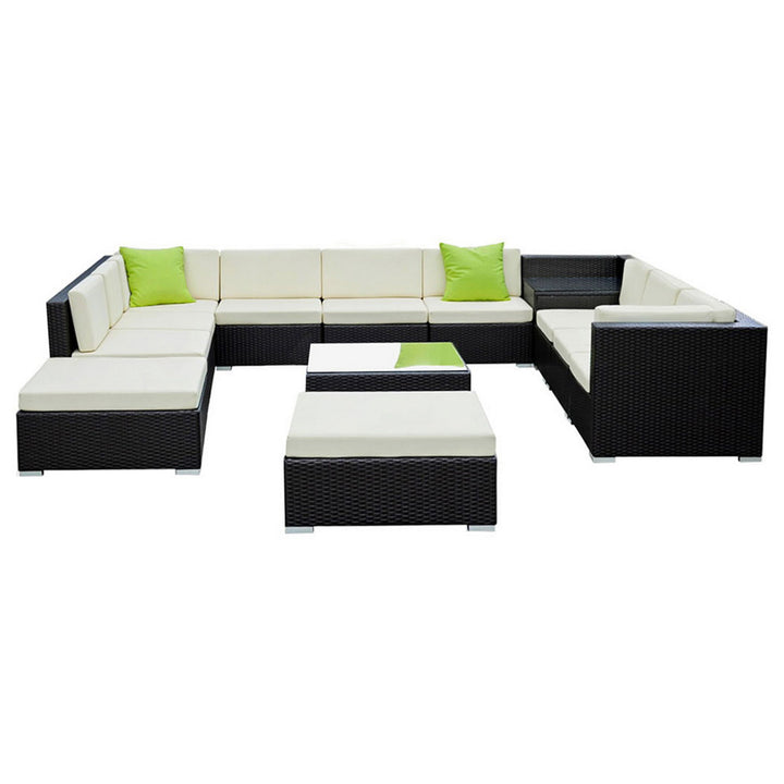 13PC Rattan Outdoor Sofa Set - Black
