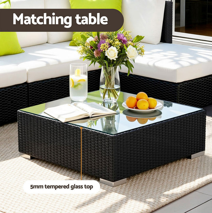 13PC Rattan Outdoor Sofa Set - Black