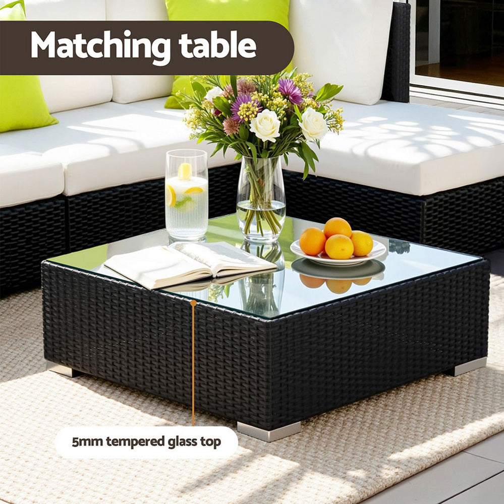 13PC Rattan Outdoor Sofa Set - Black - Homecoze