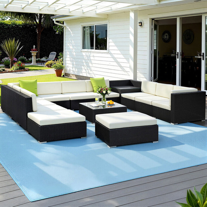 13PC Rattan Outdoor Sofa Set - Black