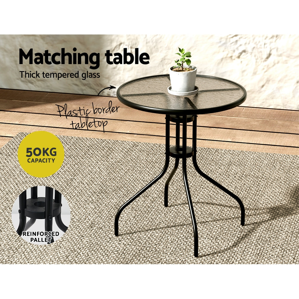 3PC Outdoor Patio Table & Chair Bistro Patio Set - Black - Homecoze