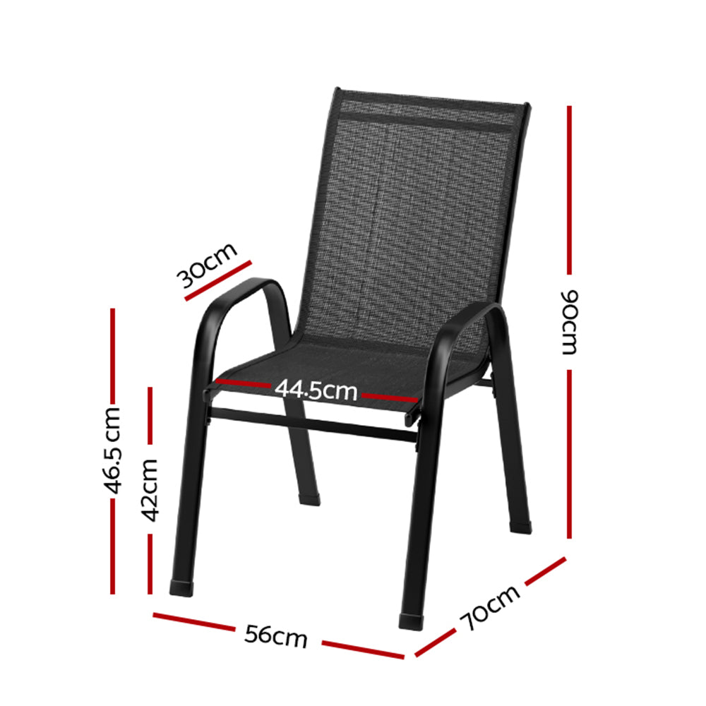 Set of 2 Stackable Outdoor Chairs - Black - Homecoze