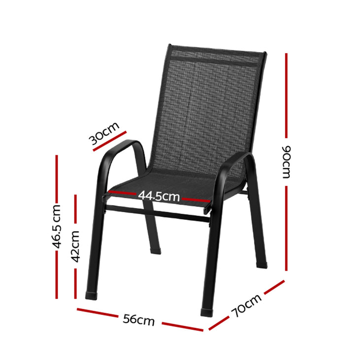 Set of 2 Stackable Outdoor Chairs - Black