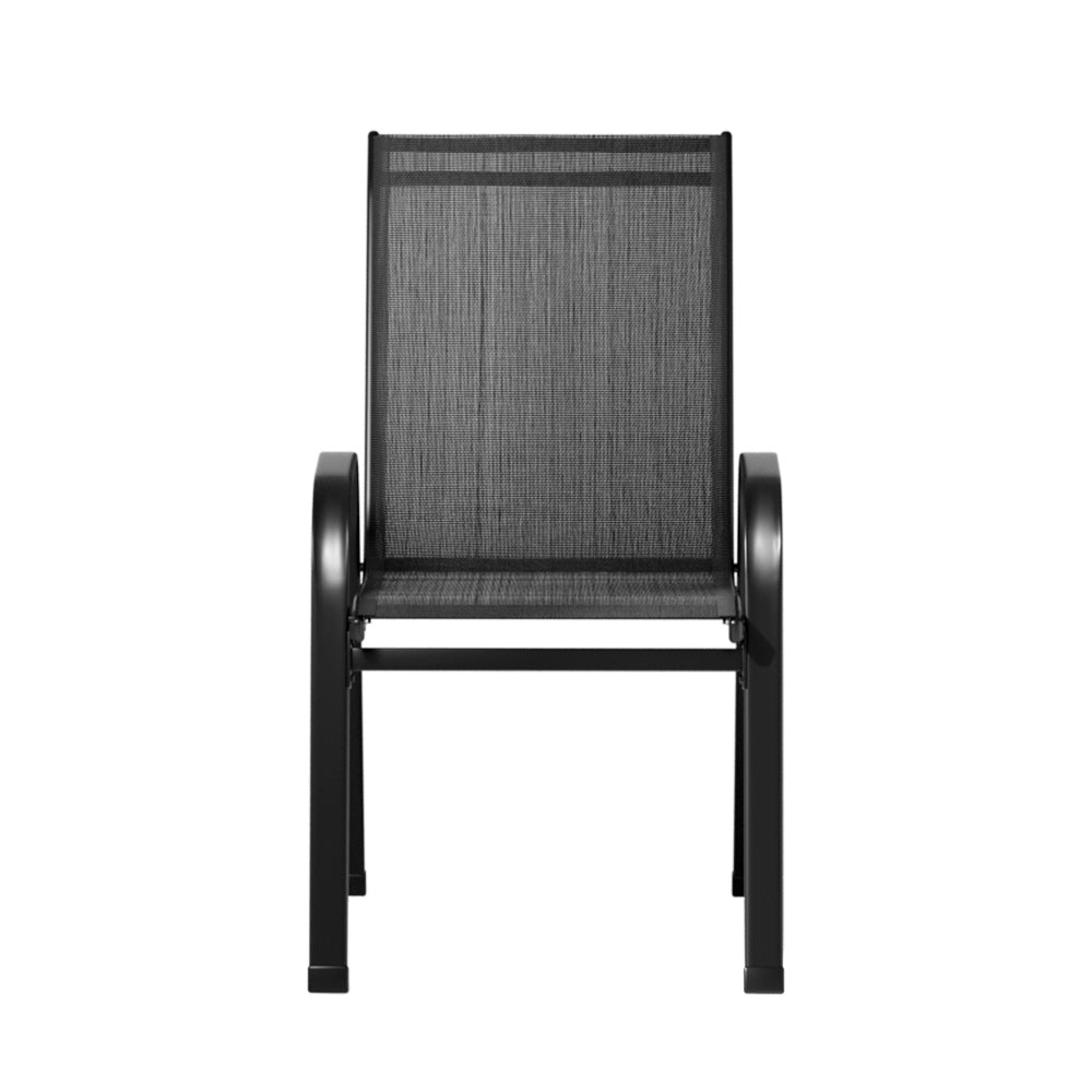 Set of 2 Stackable Outdoor Chairs - Black - Homecoze
