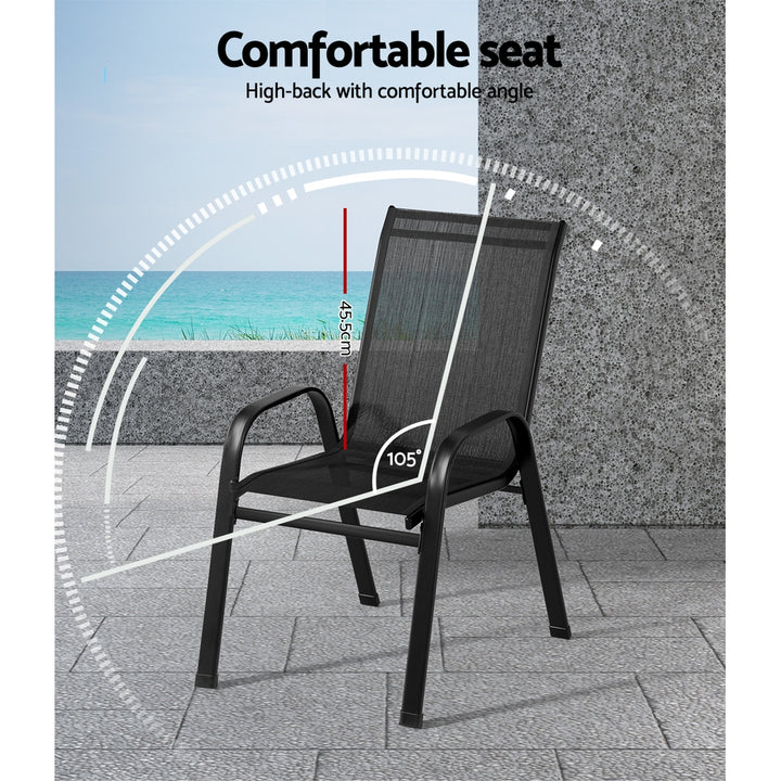 Set of 2 Stackable Outdoor Chairs - Black