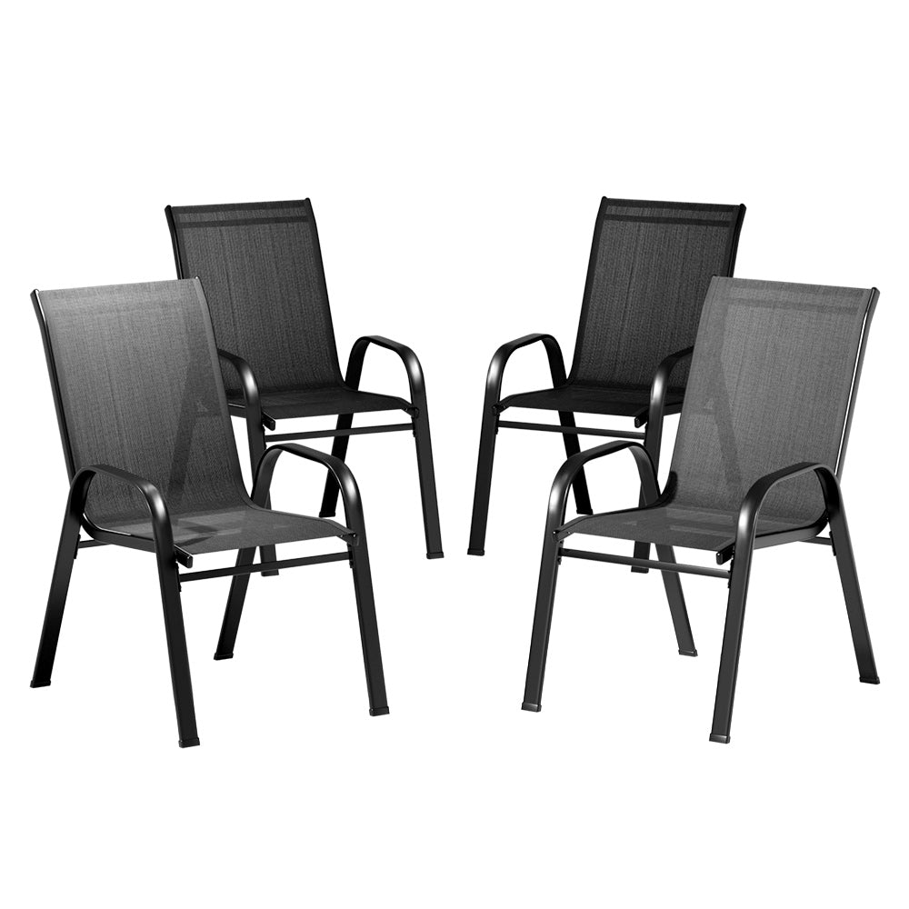 Set of 4 Stackable Outdoor Chairs - Black - Homecoze