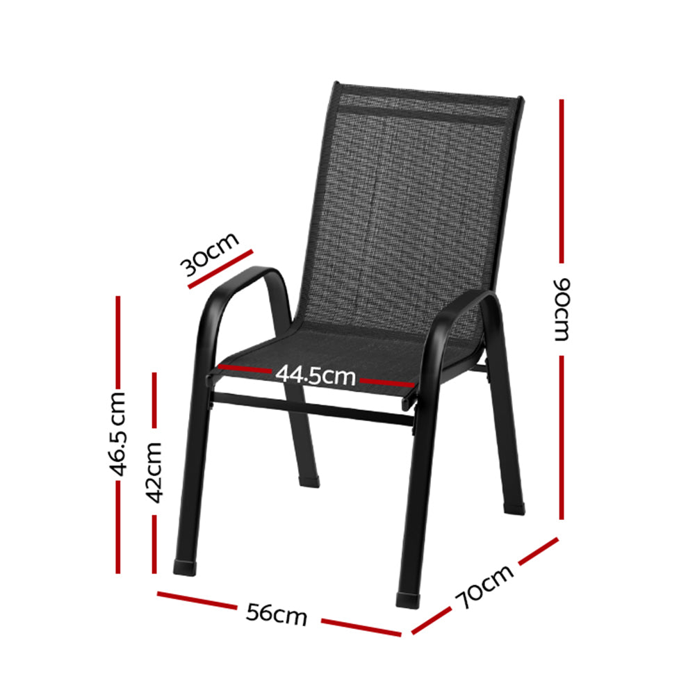 Set of 4 Stackable Outdoor Chairs - Black - Homecoze