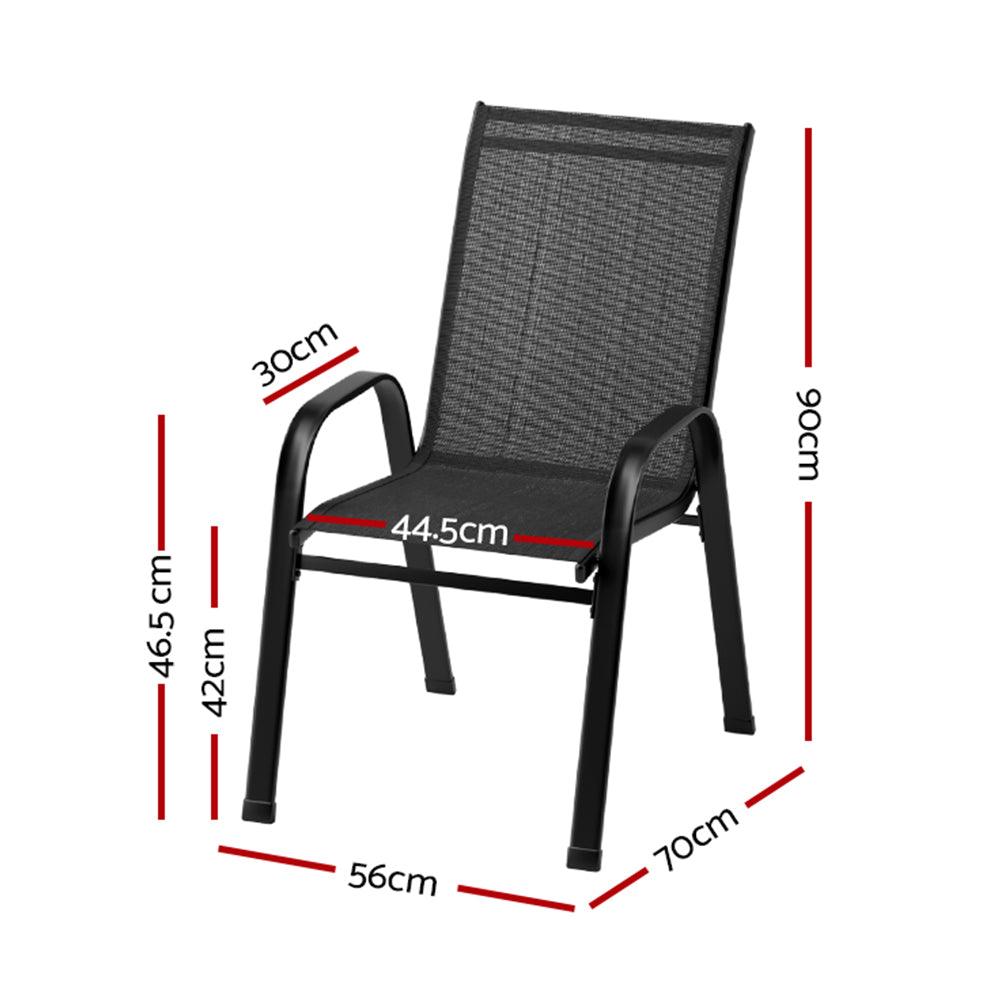 Set of 6 Stackable Outdoor Chairs - Black - Homecoze