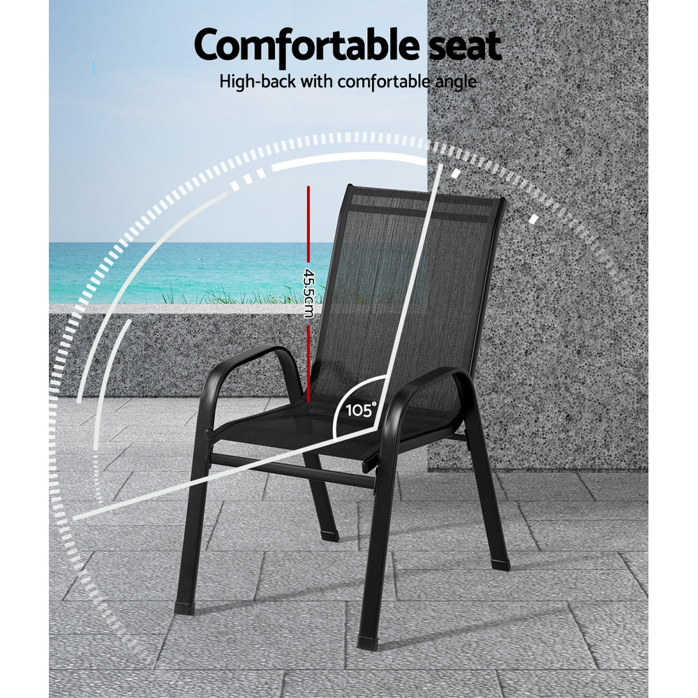 Set of 6 Stackable Outdoor Chairs - Black - Homecoze