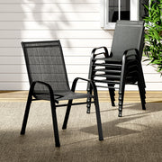 Set of 6 Stackable Outdoor Chairs - Black - Homecoze