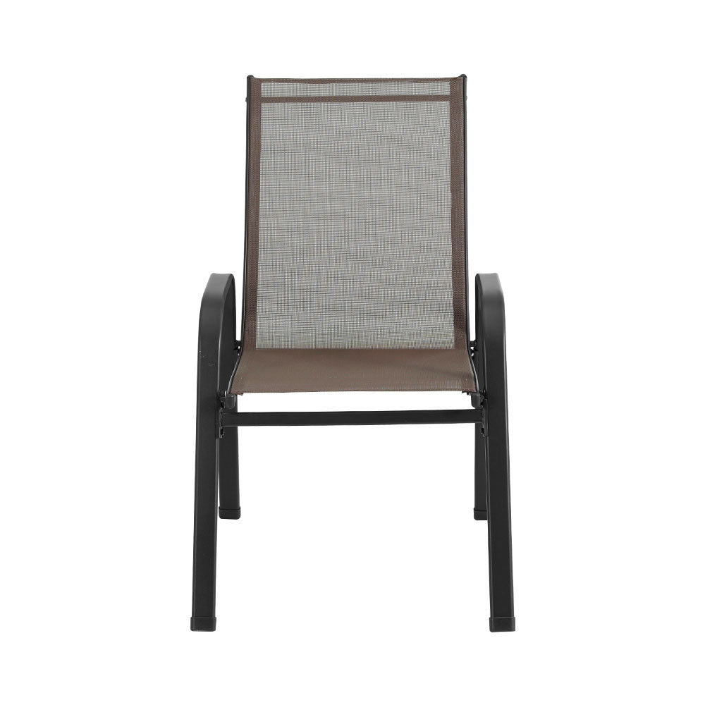 Set of 6 Outdoor Patio Stackable Bistro Chair Set - Brown - Homecoze