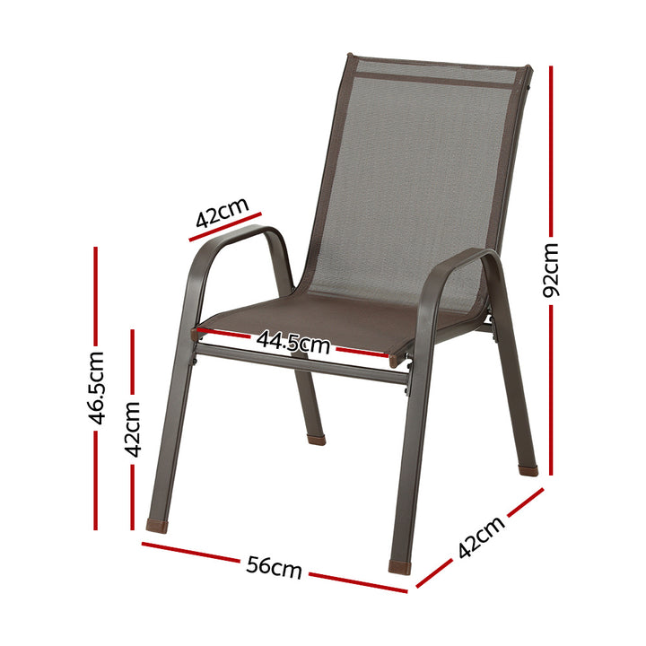 Set of 6 Outdoor Patio Stackable Bistro Chair Set - Brown